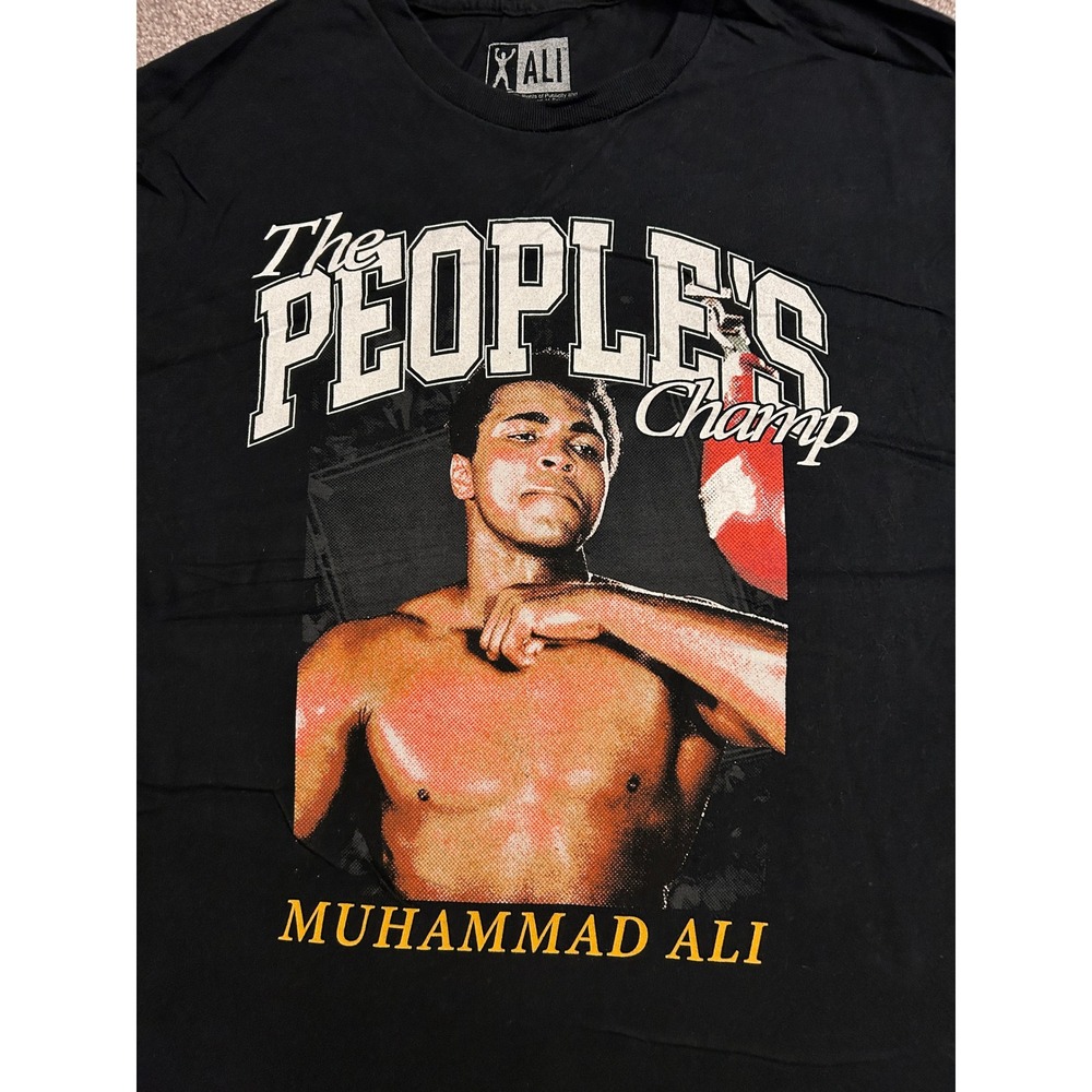 Ali Muhammad Ali The Peoples Champ T-Shirt Mens Large Black Graphic Tee
